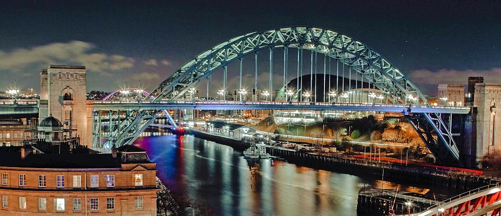 Panorama view of Newcastle at night